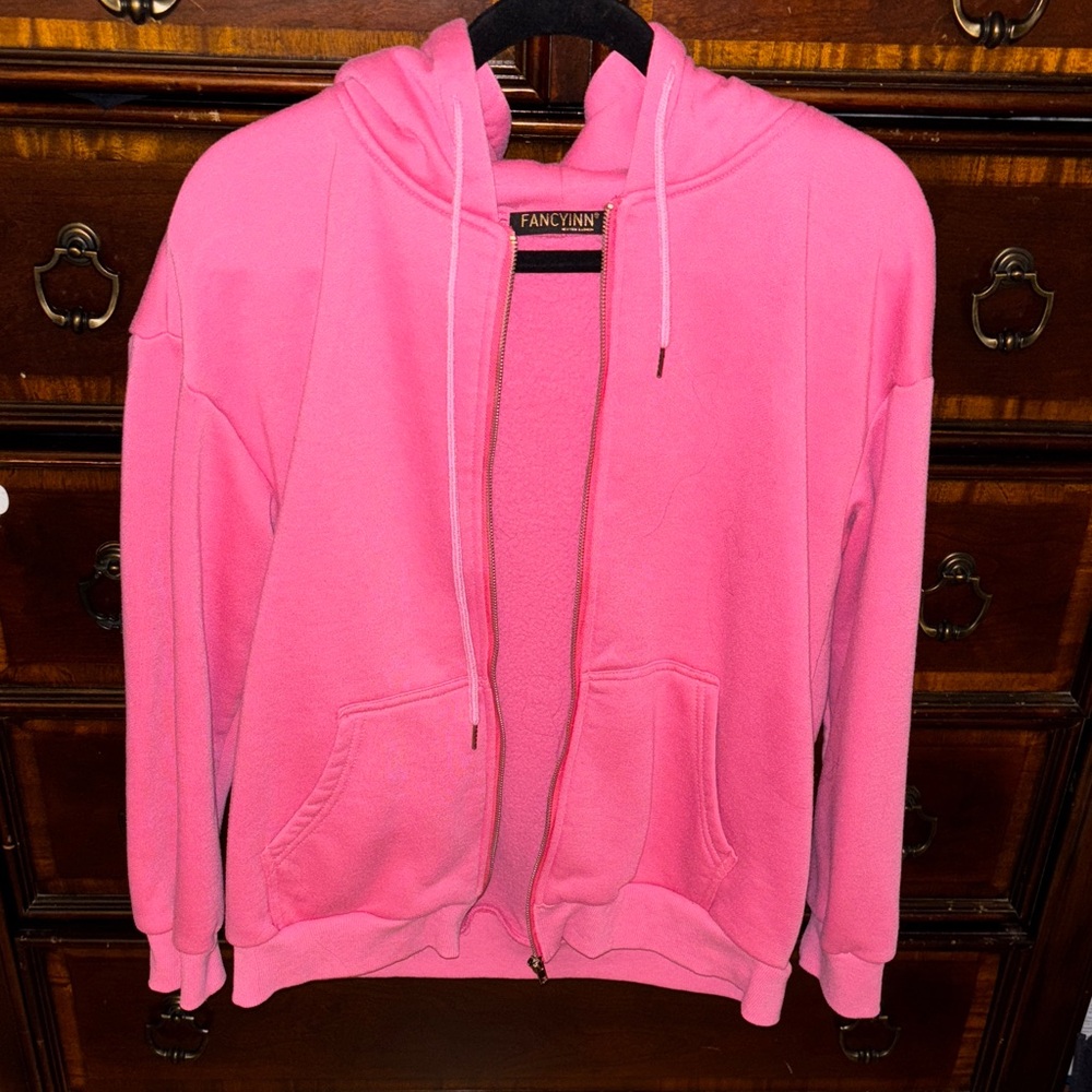 Fancyinn Vibrant Pink Zip-Up Hoodie